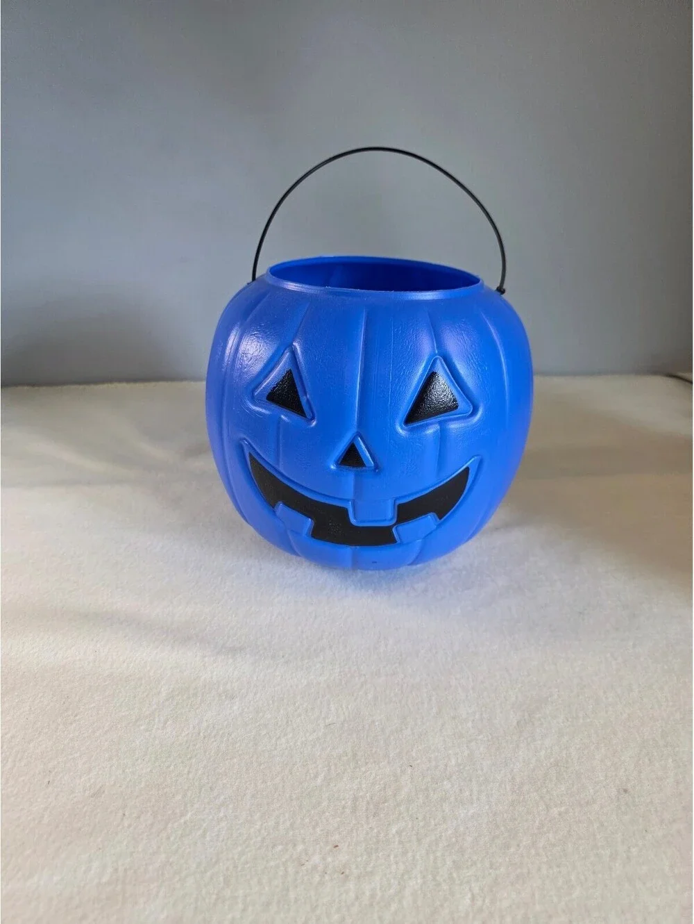 Vintage General Foam Blue Jack O Lantern Pumpkin Candy Pail Halloween USA